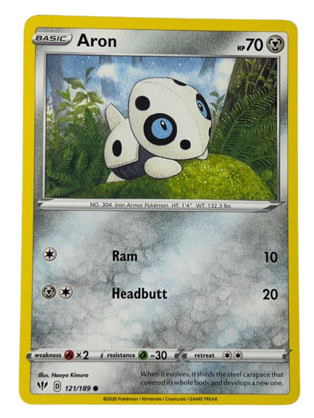 Pokemon Card • Aron 121/189 • Common • Normal • Darkness Ablaze